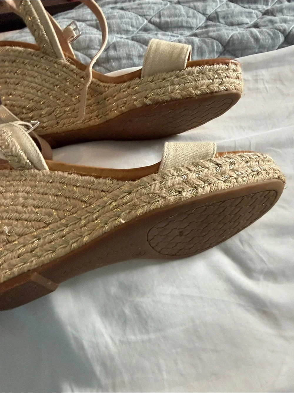 Kelly & Katie Beige Espadrille Wedge Sandals